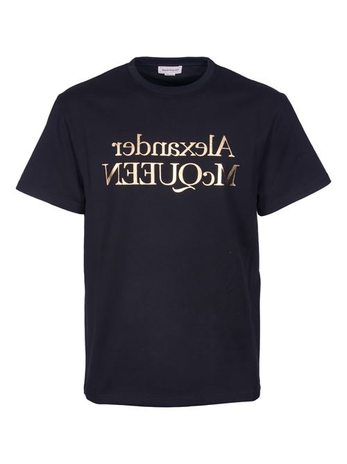 T-shirt in cotone con logo al rovescio ALEXANDER McQUEEN | 781977QTAA00566